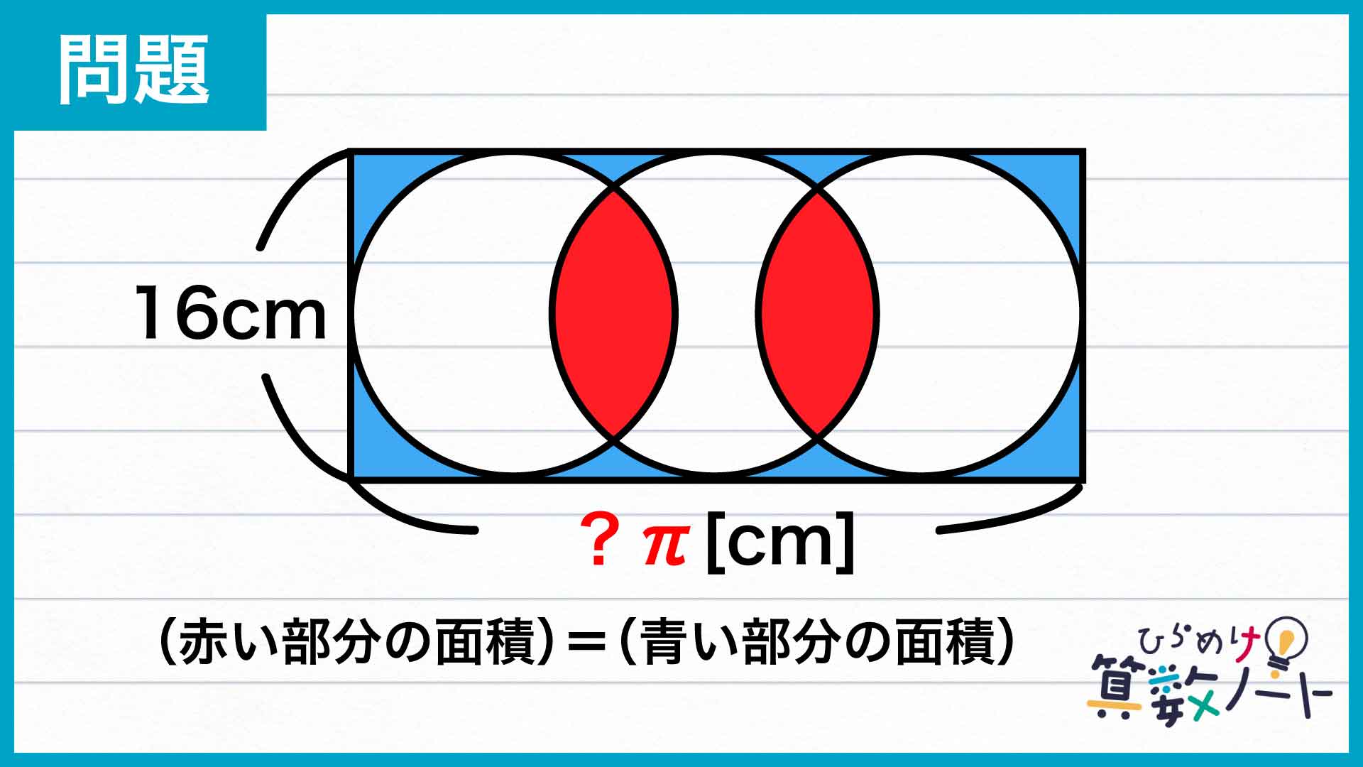 小学生で解ける「長方形と3つの円」の問題、ひらめけば納得！